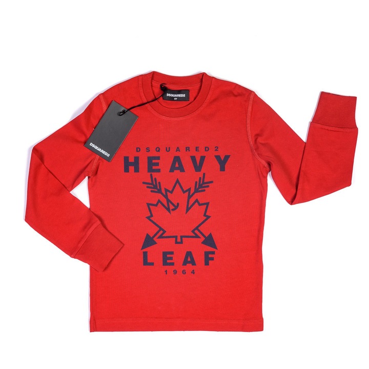 Bluza fete Dsquared2, maneca lunga, rosie, 100% bumbac, 5-6 ani