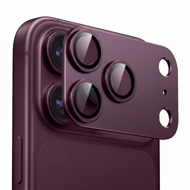 Protectie camera foto Tech-Protect Camfull Fit Plus compatibila cu iPhone 18 Pro, Burgundy