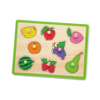 Puzzle fructe cu maner, Multicolor, 18 luni + Puzzle fructe cu maner, Multicolor, 18 luni +