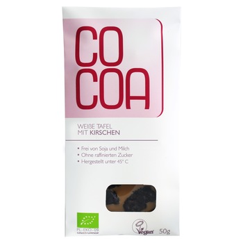 Ciocolata VEGAN bruta cu cirese ECO 50 g Ciocolata VEGAN bruta cu cirese ECO 50 g