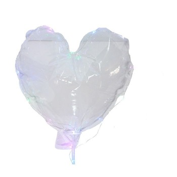 Balon cu LED multicolor, diametru 40 cm, forma inimioara, suport tip bat Balon cu LED multicolor, diametru 40 cm, forma inimioara, suport tip bat