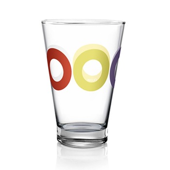 Set 2 pahare apa, Sticla, 435 ml, Transparent/Multicolor Set 2 pahare apa, Sticla, 435 ml, Transparent/Multicolor