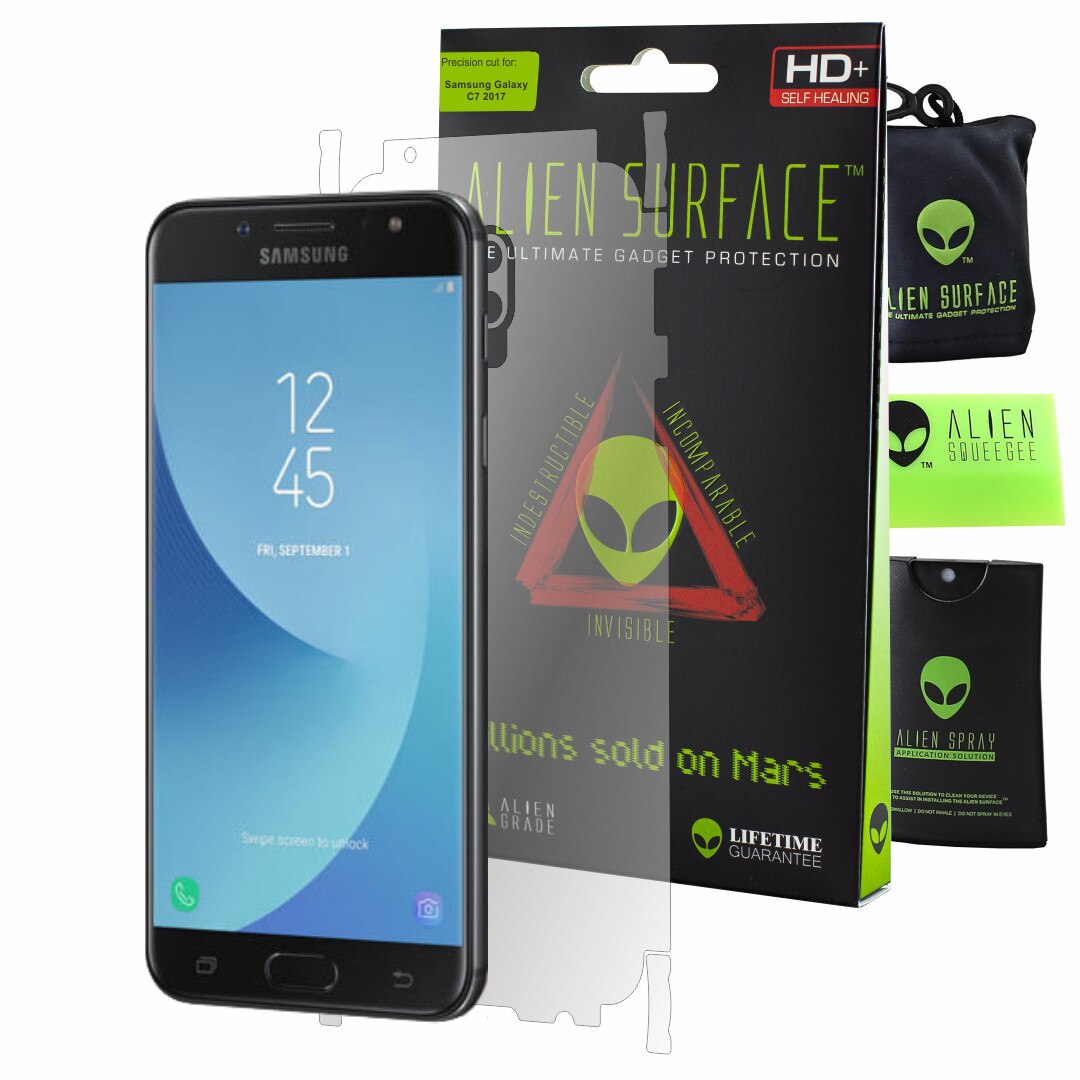 Folie Alien Surface HD, Samsung Galaxy J7 Plus, protectie spate, laterale + Alien Fiber cadou