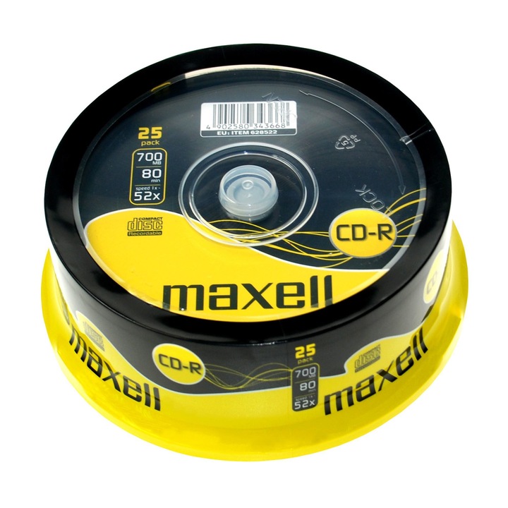 CD-R Maxell XL 700Mb , 80 min , 52X , Cake Box , 25 buc-628522.40.TW