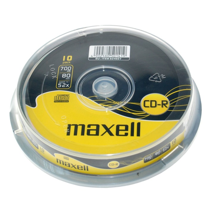 CD-R Maxell XL 700Mb , 80 min , 52X , Cake Box , 10 buc-624027.40.TW