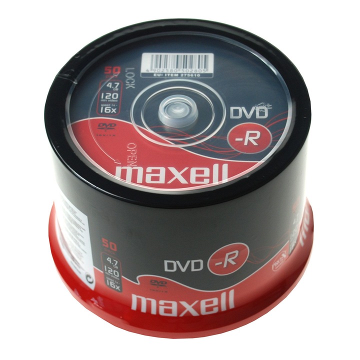 DVD-R, 4.7Gb, 16X , Maxell , Cake Box , 50 buc -275610.40.TW