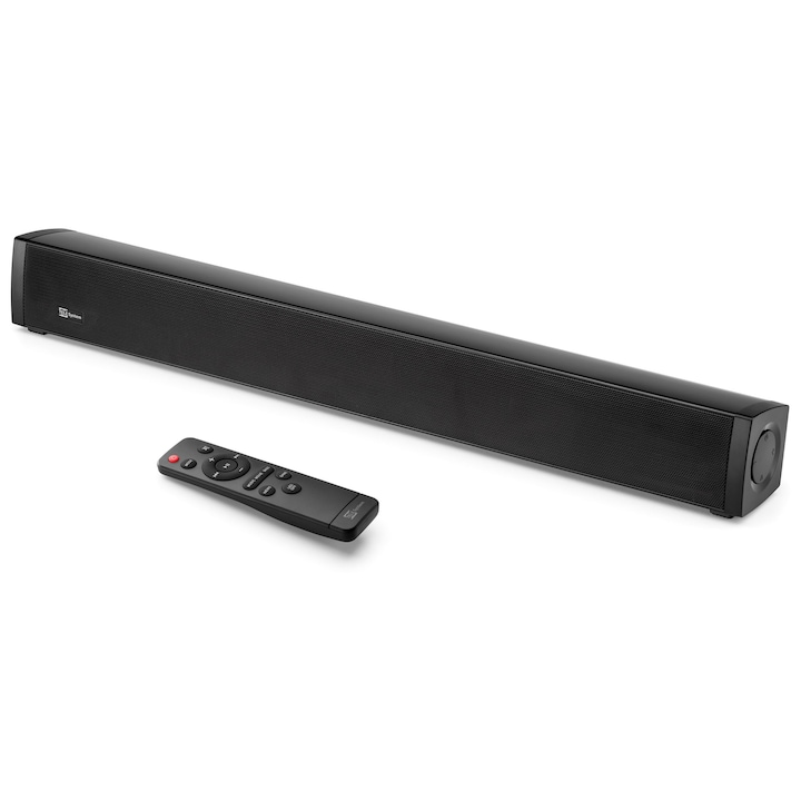 Soundbar Corenia QRE-5034961, 30 W, Bluetooth 5.0, HDMI ARC, AUX/USB/RCA, alimentare 12V DC (cablu auto inclus), negru, 54 cm