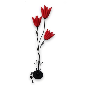 Lampadar Full Electric 40k, 3 becuri E27, 160cm, intrerupator apasare, abajur Rosu, corp Negru Lampadar Full Electric 40k, 3 becuri E27, 160cm, intrerupator apasare, abajur Rosu, corp Negru