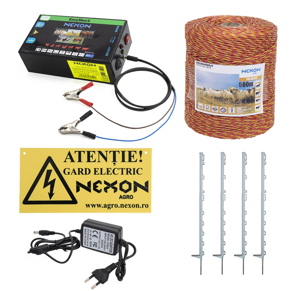 Pachet gard electric NEXON EasyShock 3.1 J 12V+230V , 500m cu stalpisori