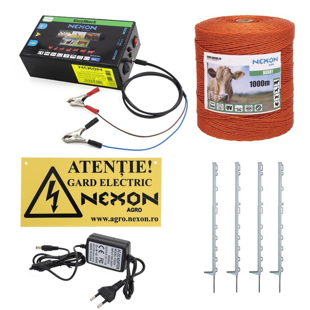 Pachet gard electric NEXON EasyShock 3.1 J 12V+230V , 1000m cu stalpisori
