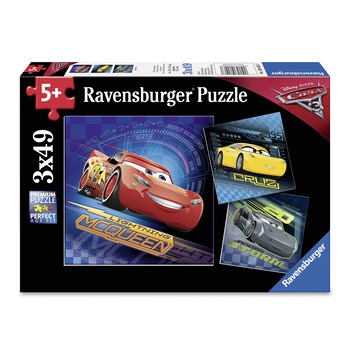 Puzzle Ravensburger - Disney Cars 3, McQueen, Cruz & Storm, 3 in 1, 3x49 piese Puzzle Ravensburger - Disney Cars 3, McQueen, Cruz & Storm, 3 in 1, 3x49 piese