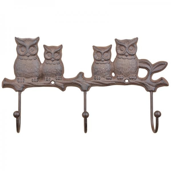 Cuier din fonta, model bufnita, 3 agatatori