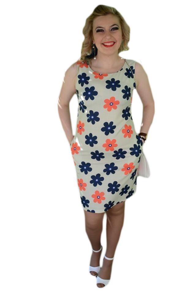 Rochie tinereasca de vara, design de flori, D&J Exclusive, Alb