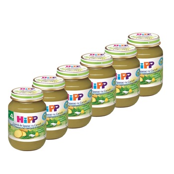 Pachet Piure de Legume HIPP, Crema de spanac cu cartofi, 125 g, de la 4 luni, 6 buc Pachet Piure de Legume HIPP, Crema de spanac cu cartofi, 125 g, de la 4 luni, 6 buc