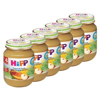 Pachet Piure de Fructe HIPP, Desert cu fructe, 125 g, de la 4 luni, 6 buc Pachet Piure de Fructe HIPP, Desert cu fructe, 125 g, de la 4 luni, 6 buc
