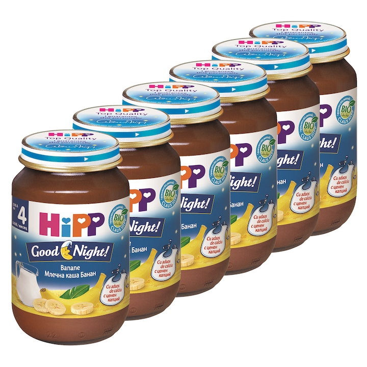 Pachet Gris Hipp cu banana, 190 g, de la 4 luni, 6 buc