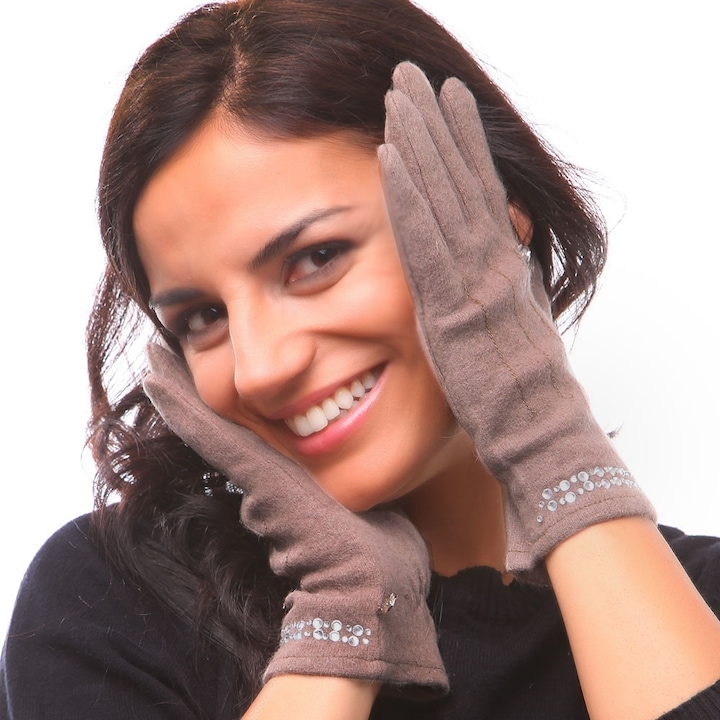 Дамски ръкавици Pierre Cardin PC0073, кафяво-сив
