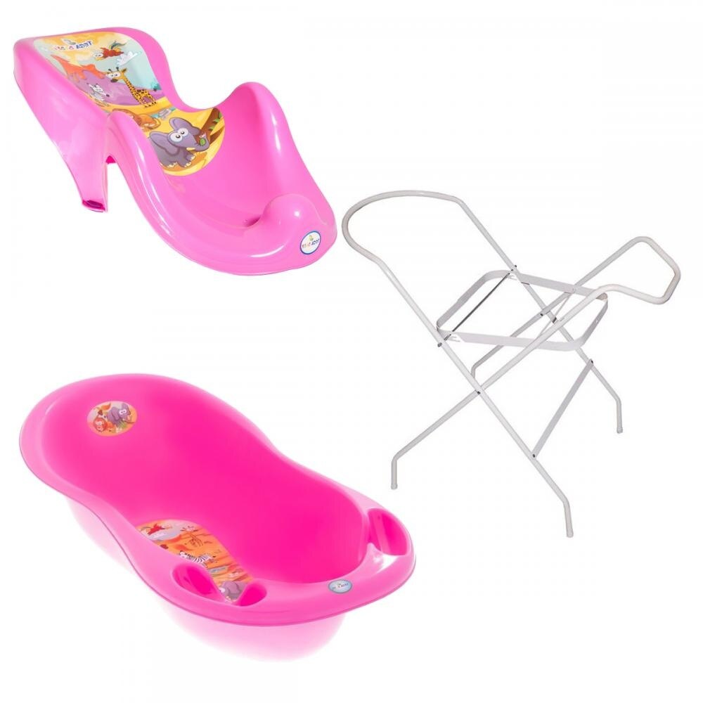 Set Cadita Saffari Lux cu Suport metalic si Suport Anatomic Roz