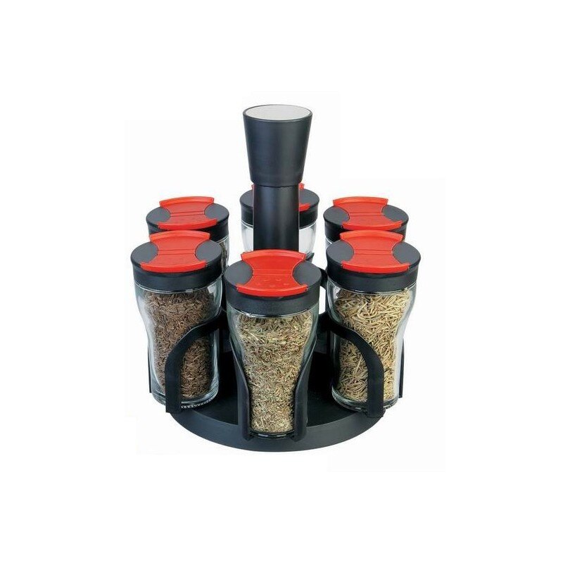 Set condimente cu suport rotativ Grunberg 6 recipiente, 7 piese Premium