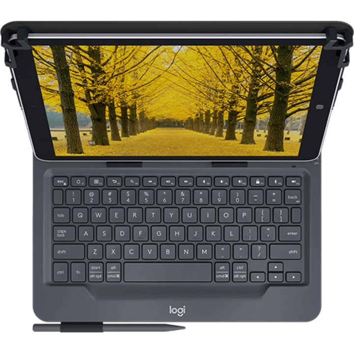 Husa cu tastatura Logitech Universal Folio, pentru tablete Apple, Android™, Windows® de 9-10 inch, US, Negru