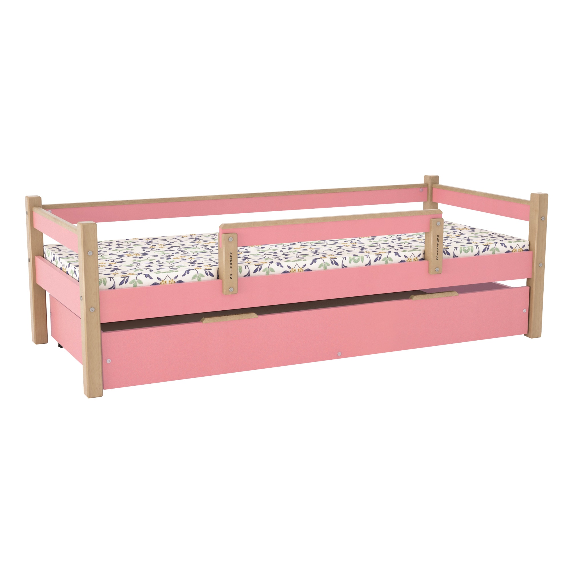 Pat-Patut pentru copii cu sertar , 190x80 cm, Pal Melaminat-FAG lemn masiv,Mobilier GENERATION-3/3