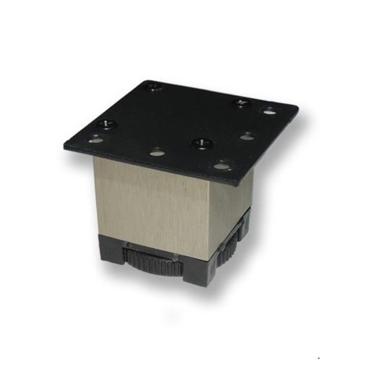 Picior metalic pentru mobilier H:50 mm, finisaj otel inox periat, profil patrat 40x40 mm fara masca, AN1