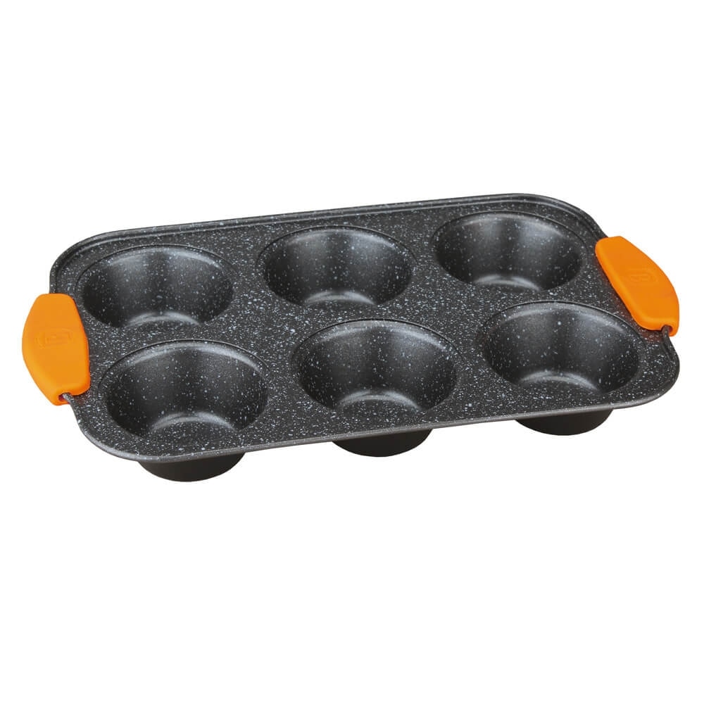 Tava pentru cuptor 6 briose 28x17 cm cu manere din silicon Granit Diamond Line Berlinger Haus BH 1137