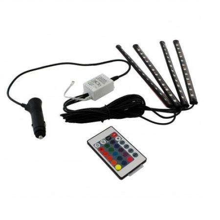 Kit 4 Benzi Led Interior Auto Rgb 5050 Multicolore Cu Telecomanda Impermeabile Cu Alimentare La Bricheta12v Emag Ro