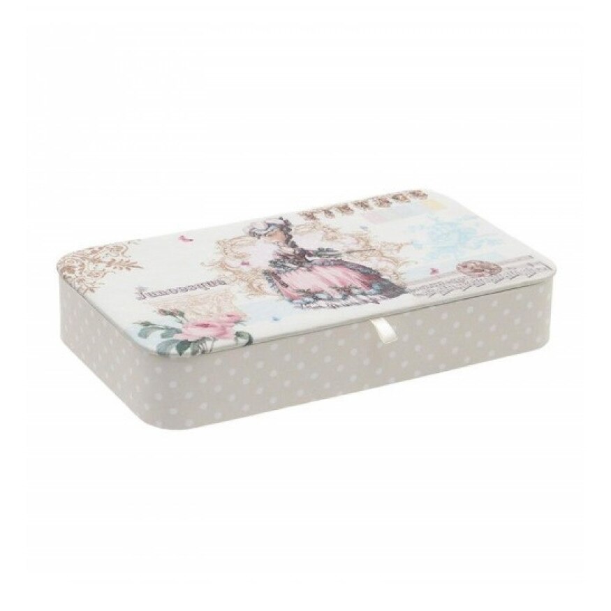 Cutiuta depozitare invelita in material textil cu oglinda si organizator