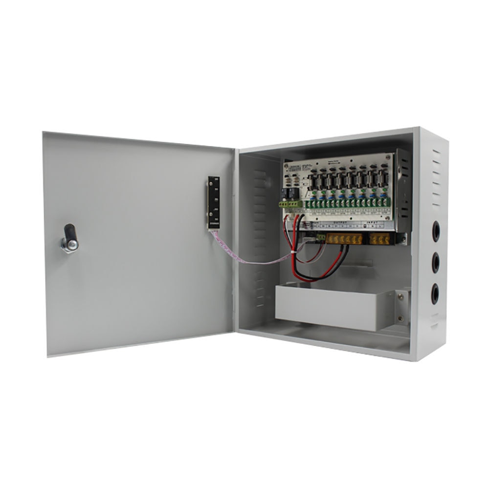 Sursa de alimentare CCTV 12V 10A 8 iesiri cu back-up STR1210-08CBD