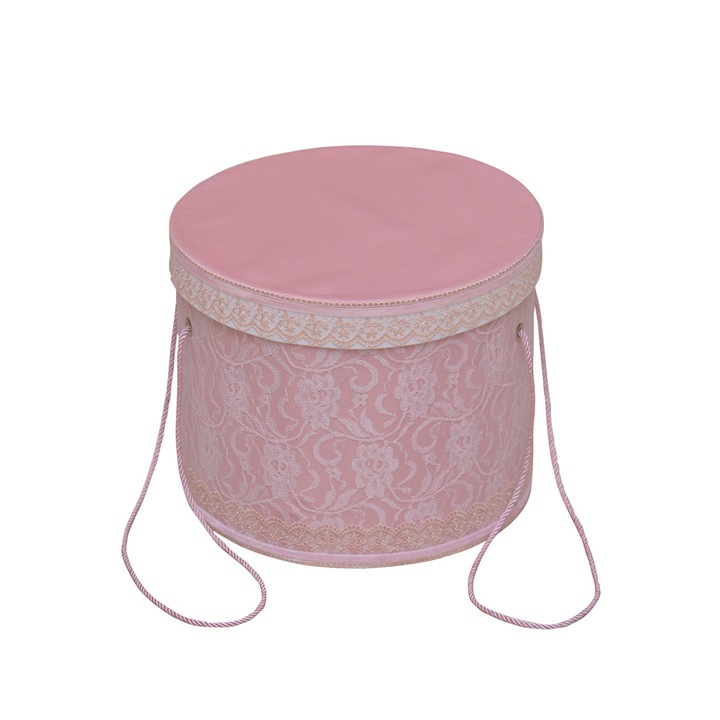 Cutie brodata pentru trusou de biserica, Dantela roz