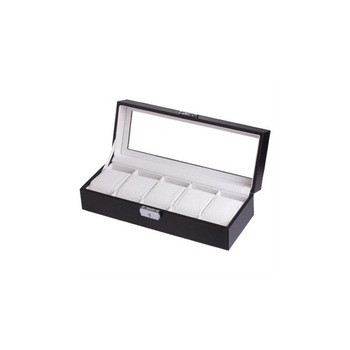 Cutie depozitare 5 ceasuri piele ecologica neagra premium Cutie depozitare 5 ceasuri piele ecologica neagra premium