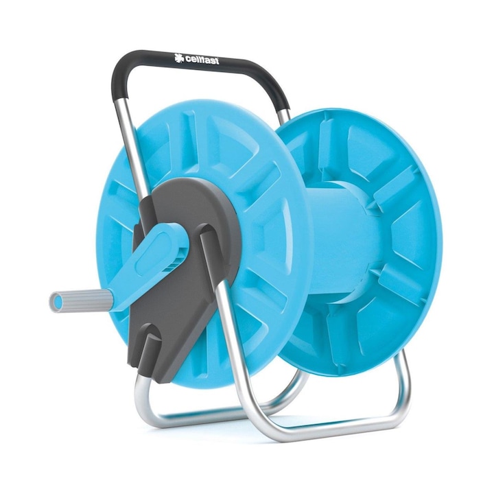 Tambur, rola, pentru furtun gradina, 1/2"-45 m, 3/4"-20 m, Cellfast Aluplus
