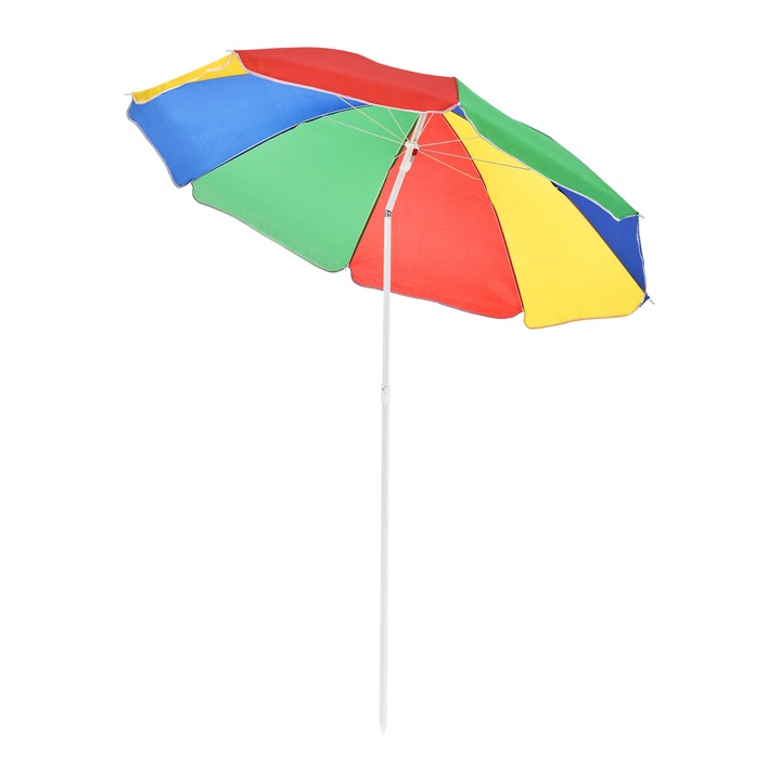 Чадър за плаж [casa.pro]®, преносим, чупещ се, Ø 180 x 194 cm, разноцветен