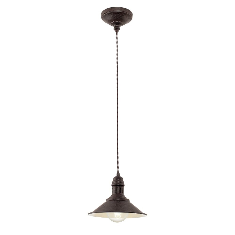 Pendul vintage Stockbury, EGLO, 1XE27, otel, maro-antichizat, bej, inaltime reglabila