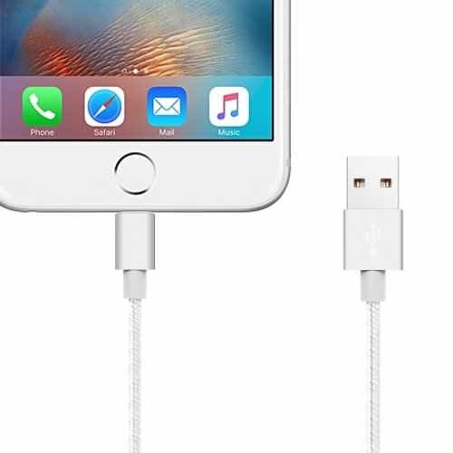 Cablu de date/incarcare pentru iPhone, iPod, iPad, 3M, alb-textil, BBL156