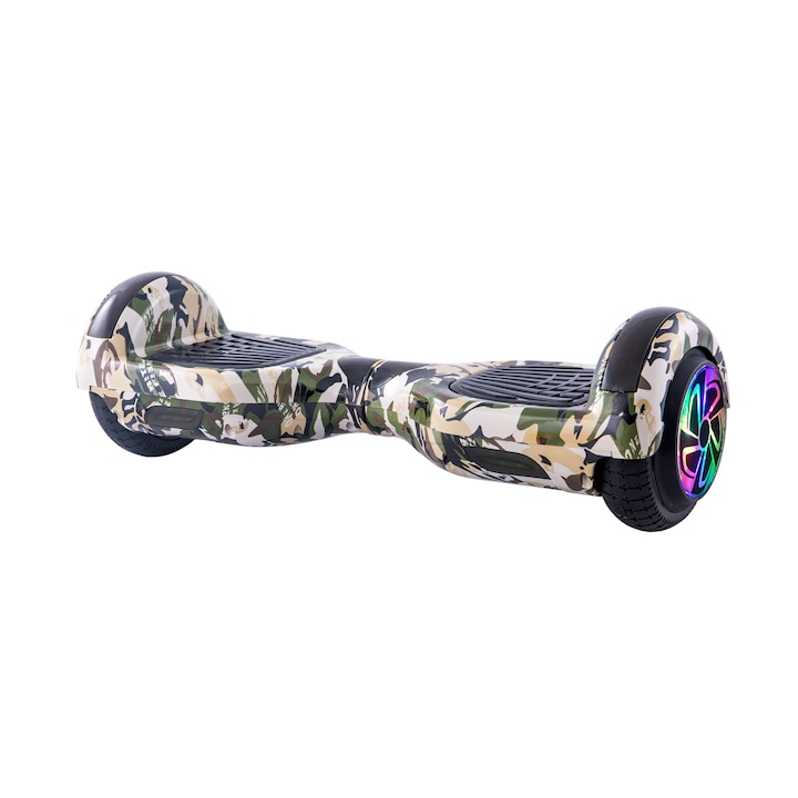 Smart Gadget hoverboard, elektromos, önkiegyensúlyozó, 6,5 colos kerekek, ajándék hordtáska, vezeték nélküli távirányító, led lámpák a szárnyakon, elöl és kerekeken, beépített zenei hangszóró, 700 W-os motorok, minőségi akkumulátor. terepminta