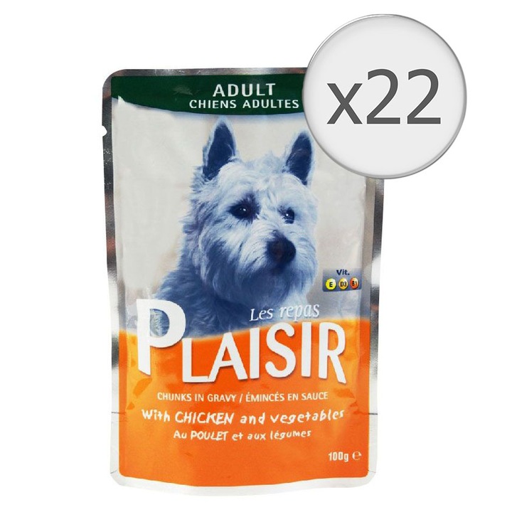 hrana umeda pentru caini plaisir pui si legume 22x100g imagen 3_2_
6