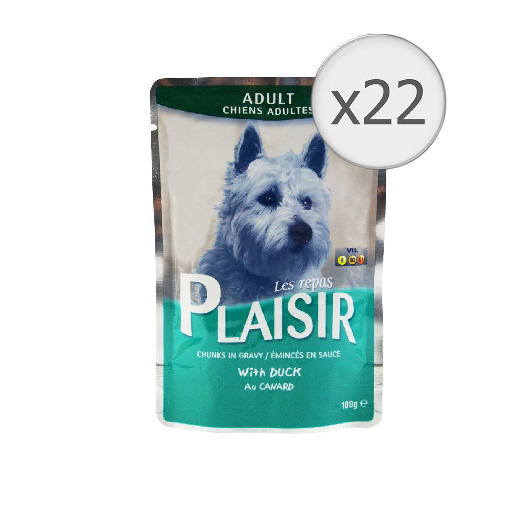 Hrana umeda pentru caini Plaisir, Rata, 22x100g
