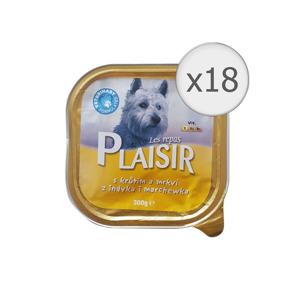 Hrana umeda pentru caini Plaisir, Pate Curcan, 18x300g