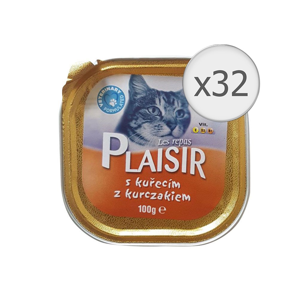 Hrana umeda pentru pisici Plaisir, Pate Pui, 32x100g