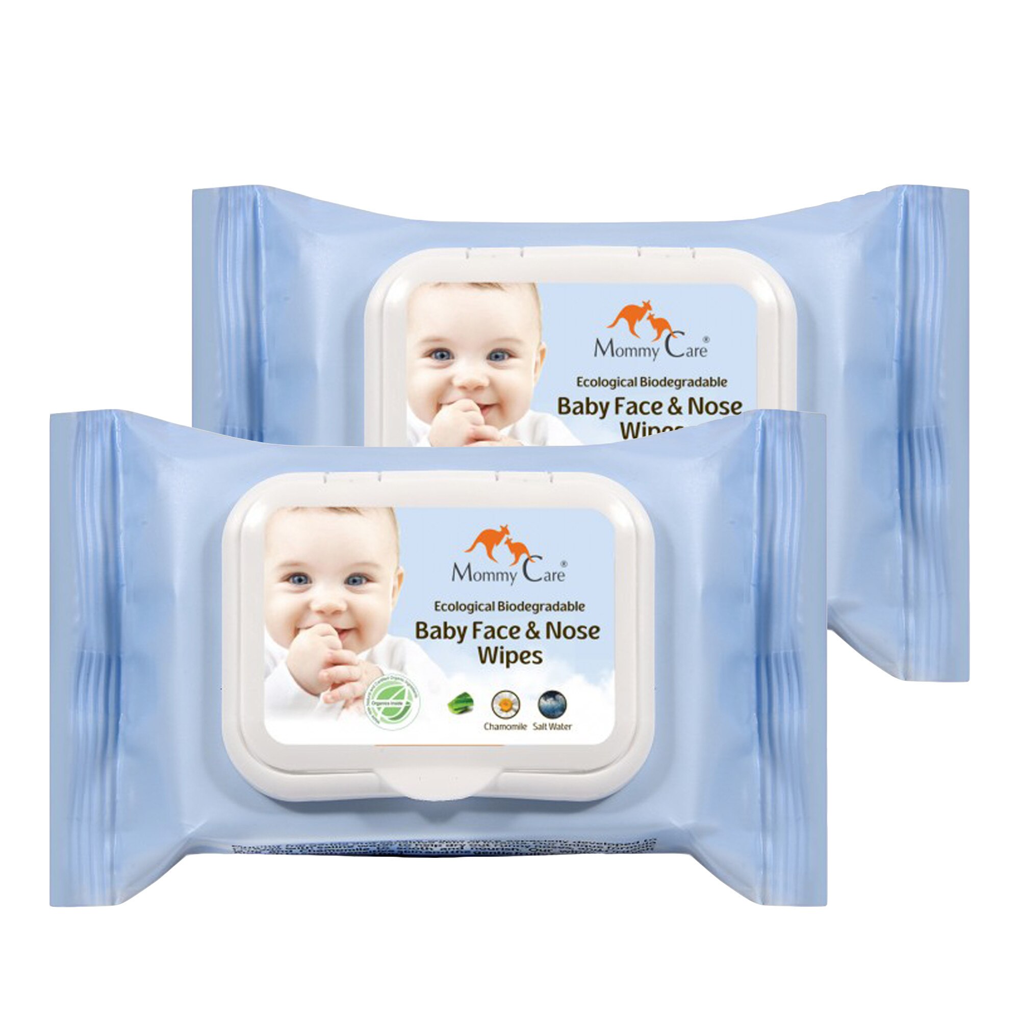 Pachet Promo - Servetele umede Mommy Care biodegradabile pentru fata si nas 24 x 2 buc
