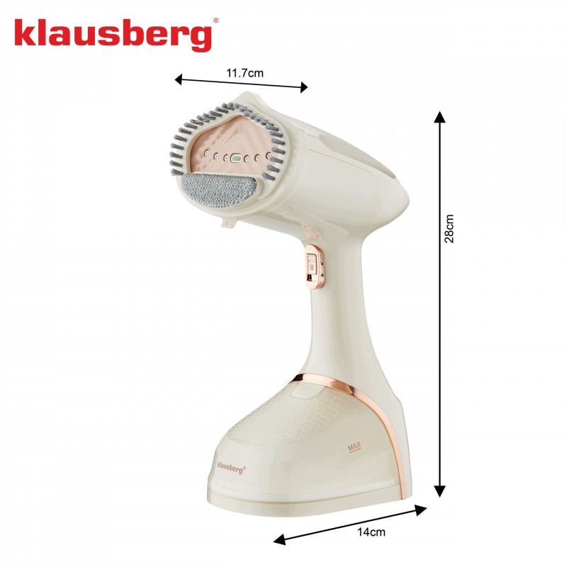 Fier de calcat cu abur Klausberg KB 9078, 1500 W, 400 ml, calcare verticala, placa ceramica, bej