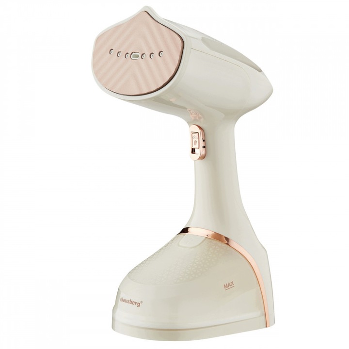 Fier de calcat cu abur Klausberg KB 9078, 1500 W, 400 ml, calcare verticala, placa ceramica, bej