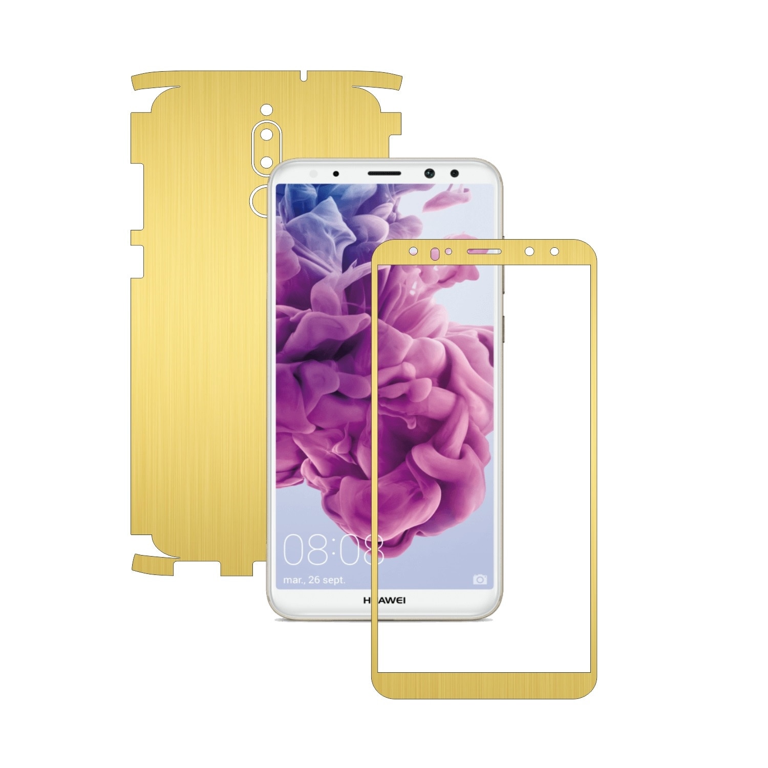 Folie de protectie Carbon Skinz, Husa de tip Skin Adeziv pentru Carcasa, Brushed Auriu dedicata Huawei Mate 10 Lite