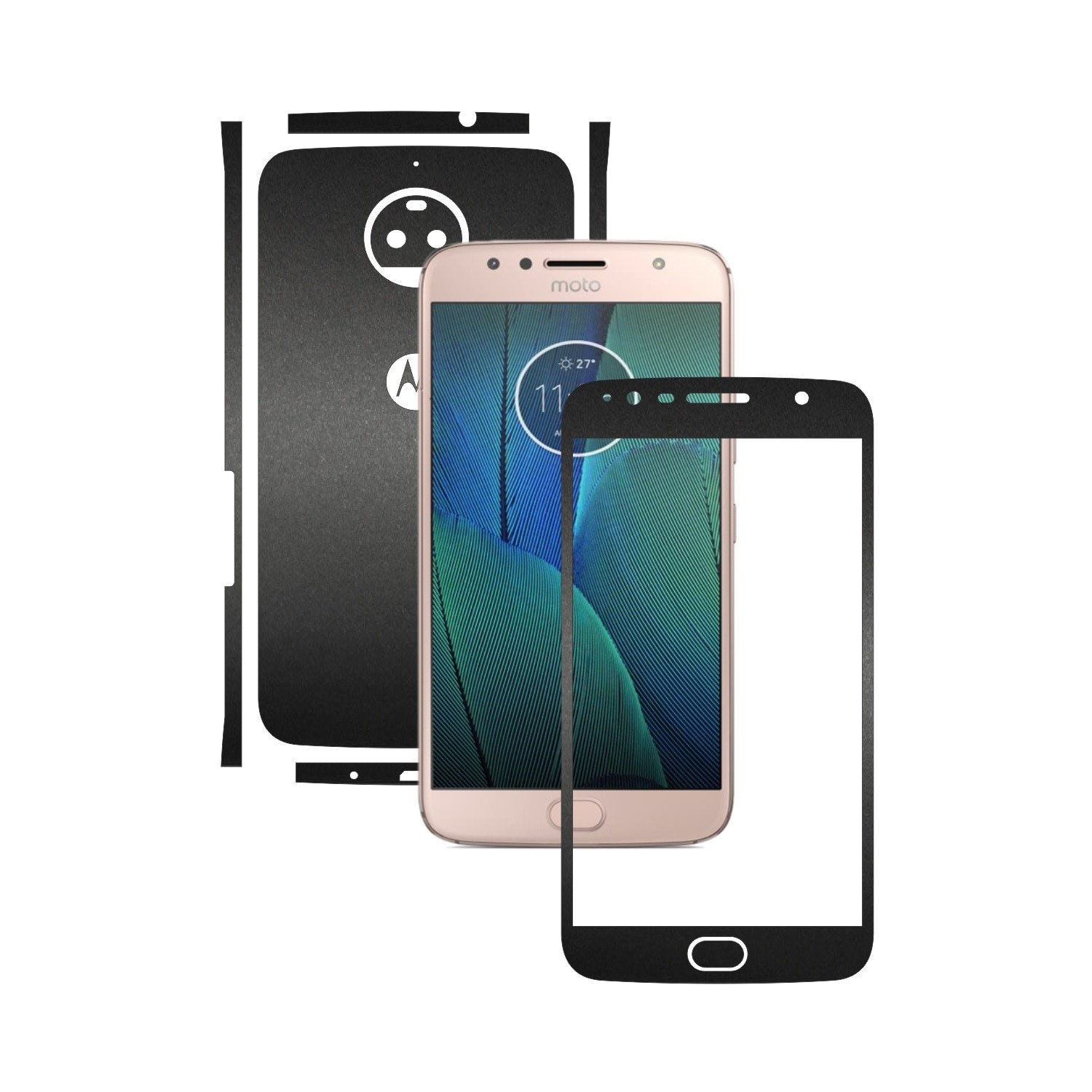 Folie de protectie Carbon Skinz, Husa de tip Skin Adeziv pentru Carcasa, Negru Mat dedicata Motorola Moto G5S Plus