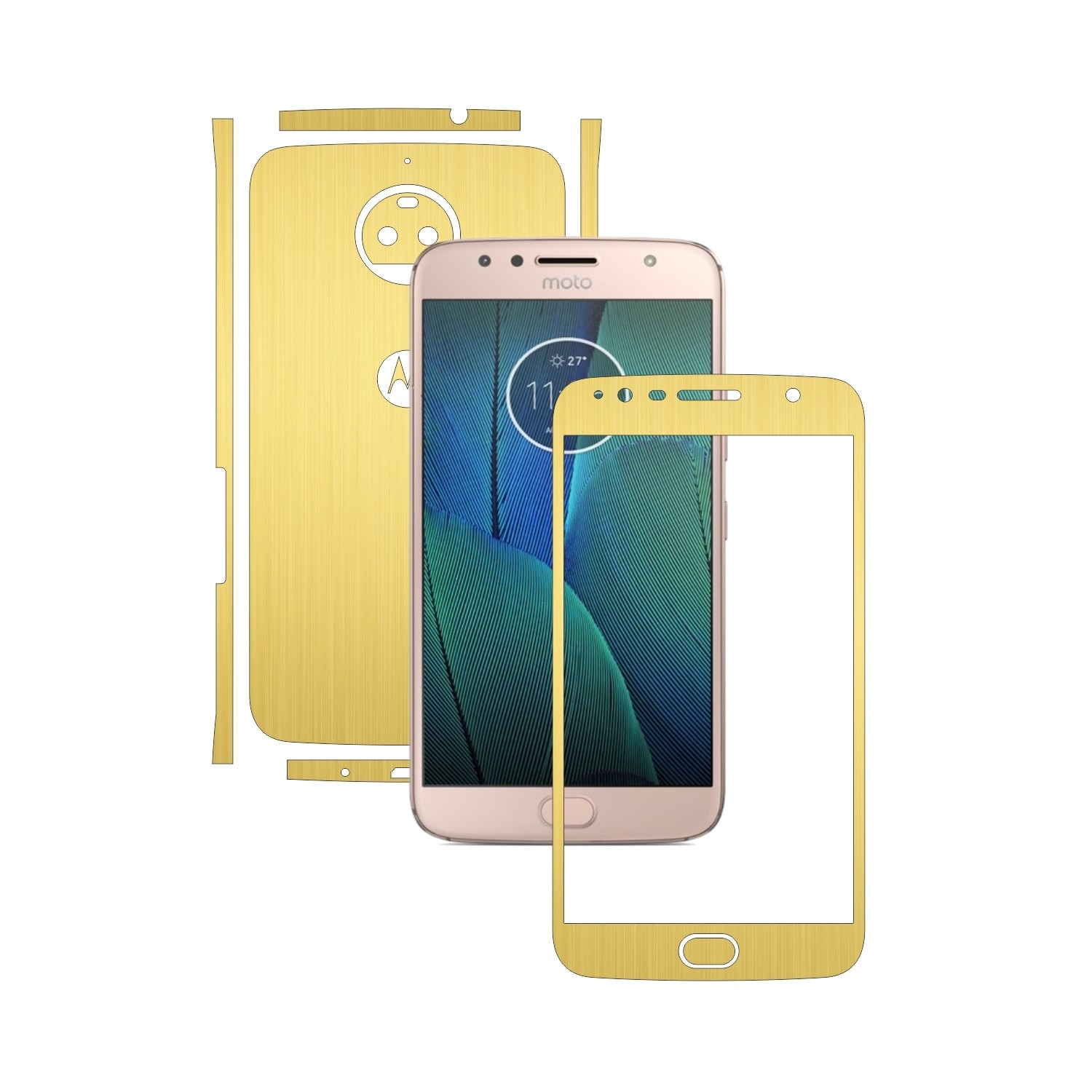 Folie de protectie Carbon Skinz, Husa de tip Skin Adeziv pentru Carcasa, Brushed Auriu dedicata Motorola Moto G5S Plus