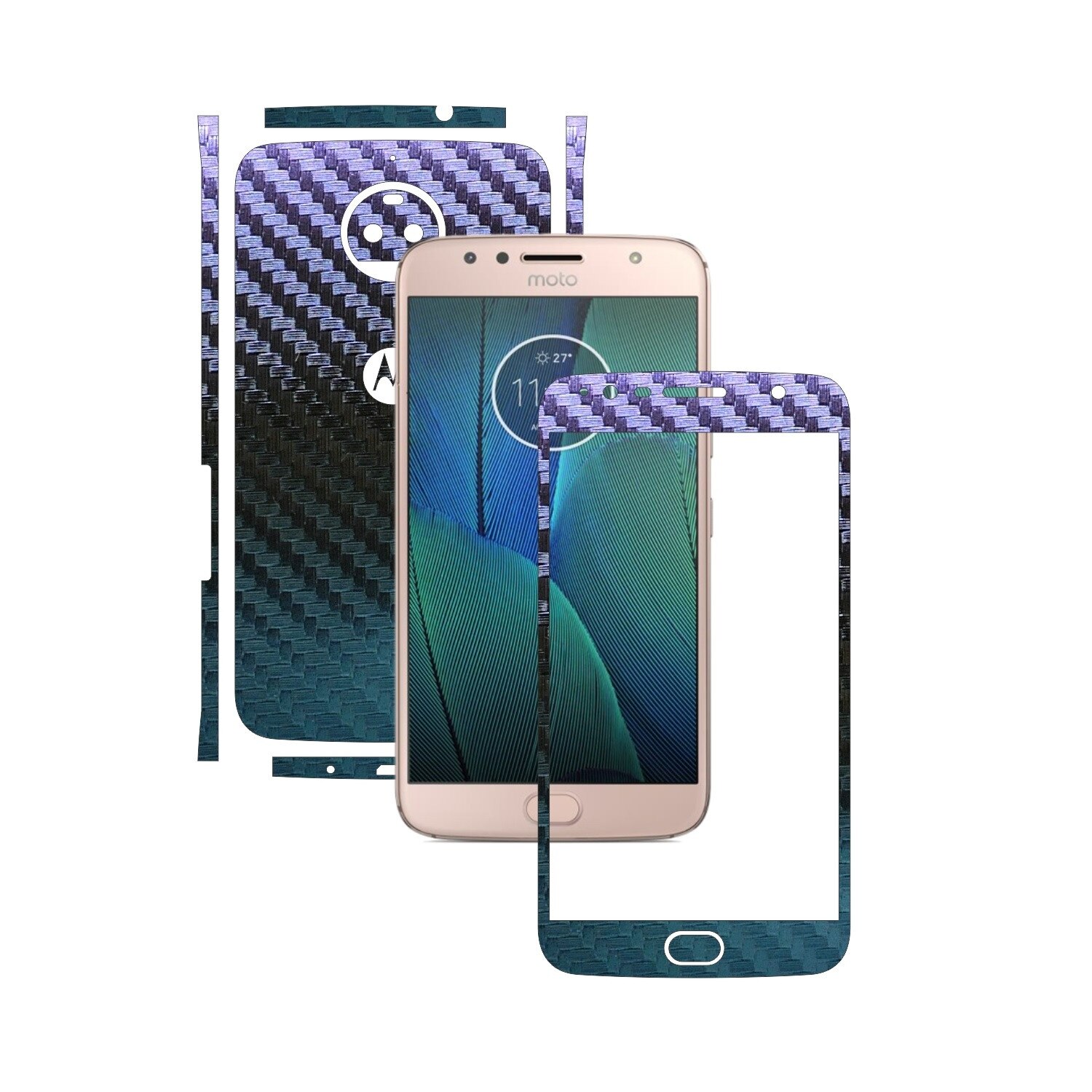 Folie de protectie Carbon Skinz, Husa de tip Skin Adeziv pentru Carcasa, Carbon Cameleon dedicata Motorola Moto G5S Plus