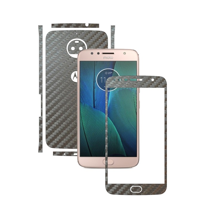 Защитно фолио Carbon Skinz, Адхезивно защитно покритие за калъфа, Carbon Grey Silver, посветено на Motorola Moto G5S Plus