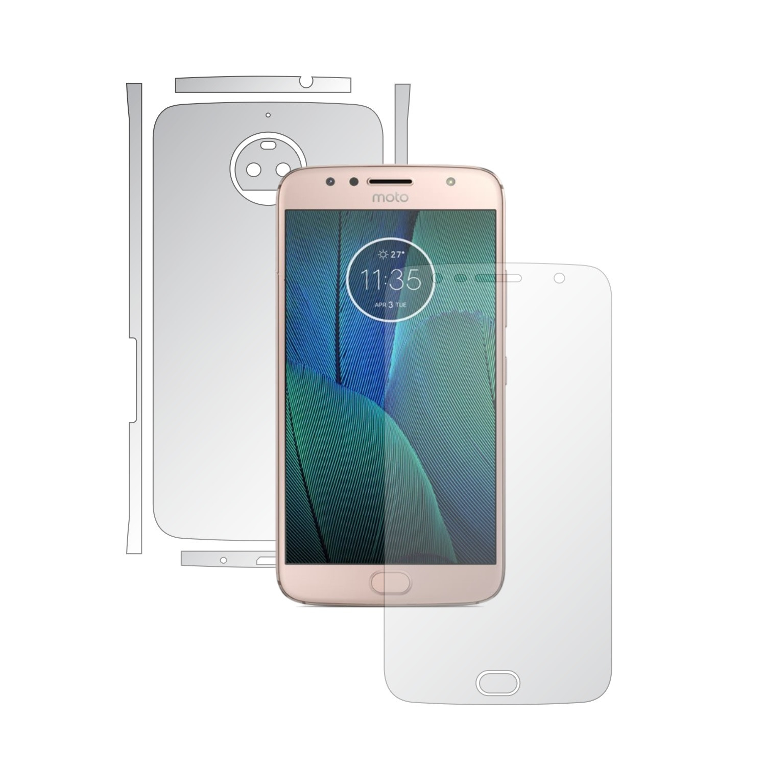 Full Body Invisible Skinz Ultra-Clear Self-regenerating Protective Film, Adhesive Skin Transparent Cover за калъф и екран, посветен на Motorola Moto G5S Plus